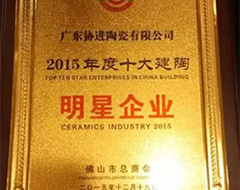 本司再度荣获“2015年度十大建陶明星企业”称号